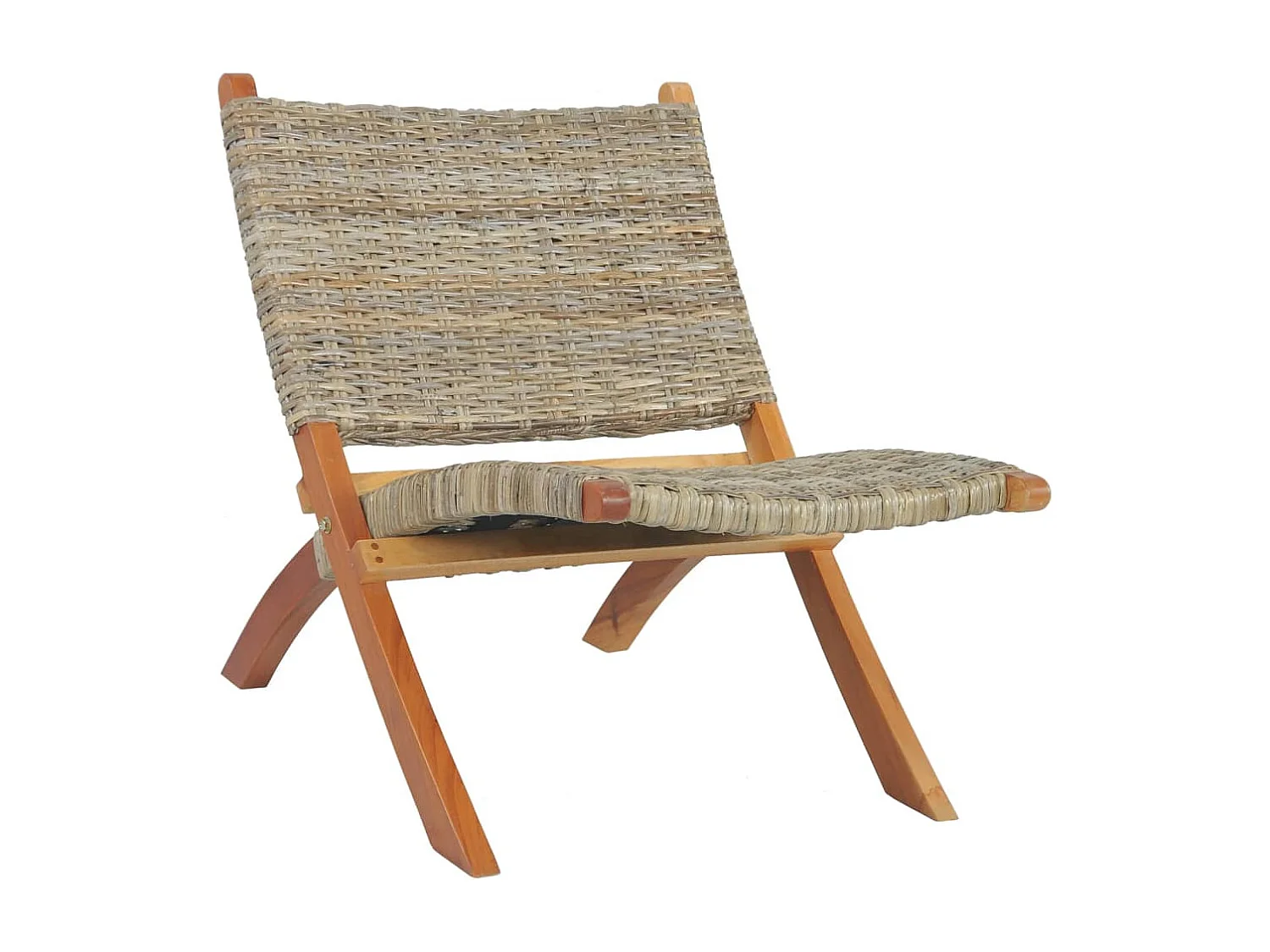 Chaise de relaxation Rotin naturel kubu et bois d'acajou