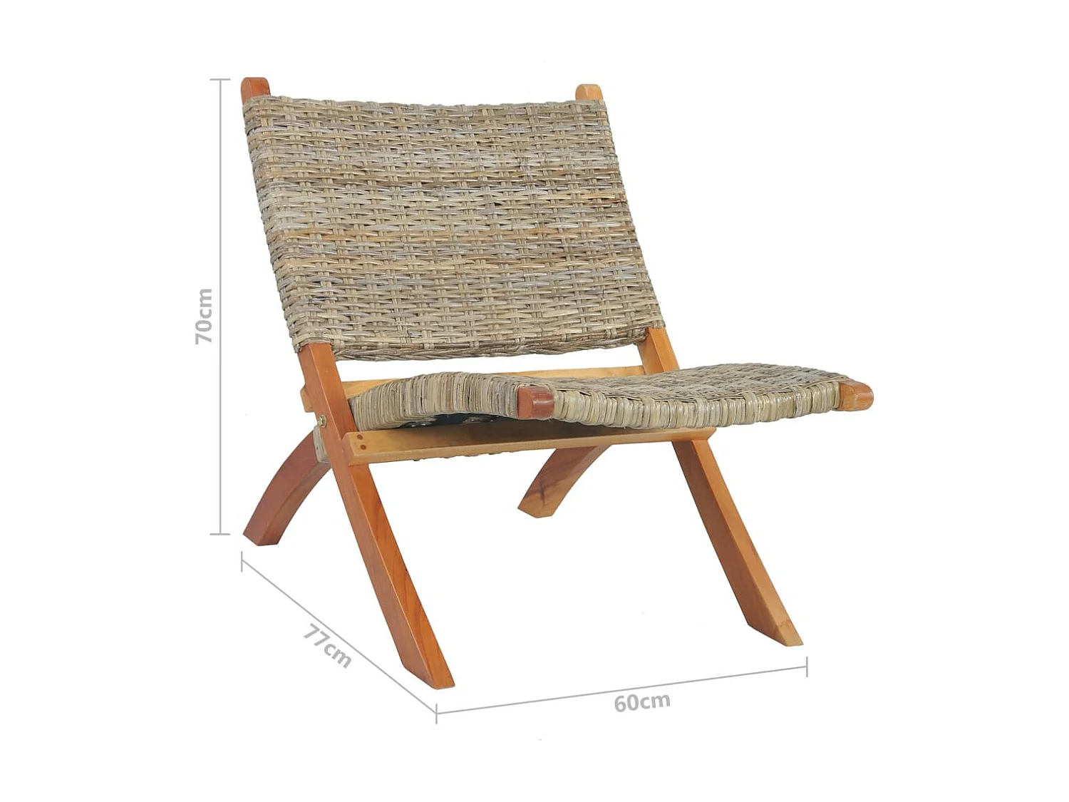 Chaise de relaxation Rotin naturel kubu et bois d'acajou