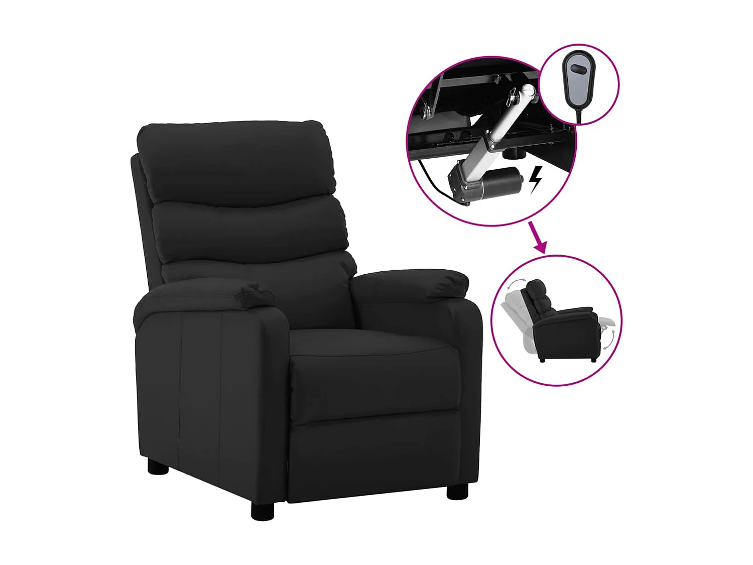 Fauteuil inclinable électrique Noir Similicuir 4