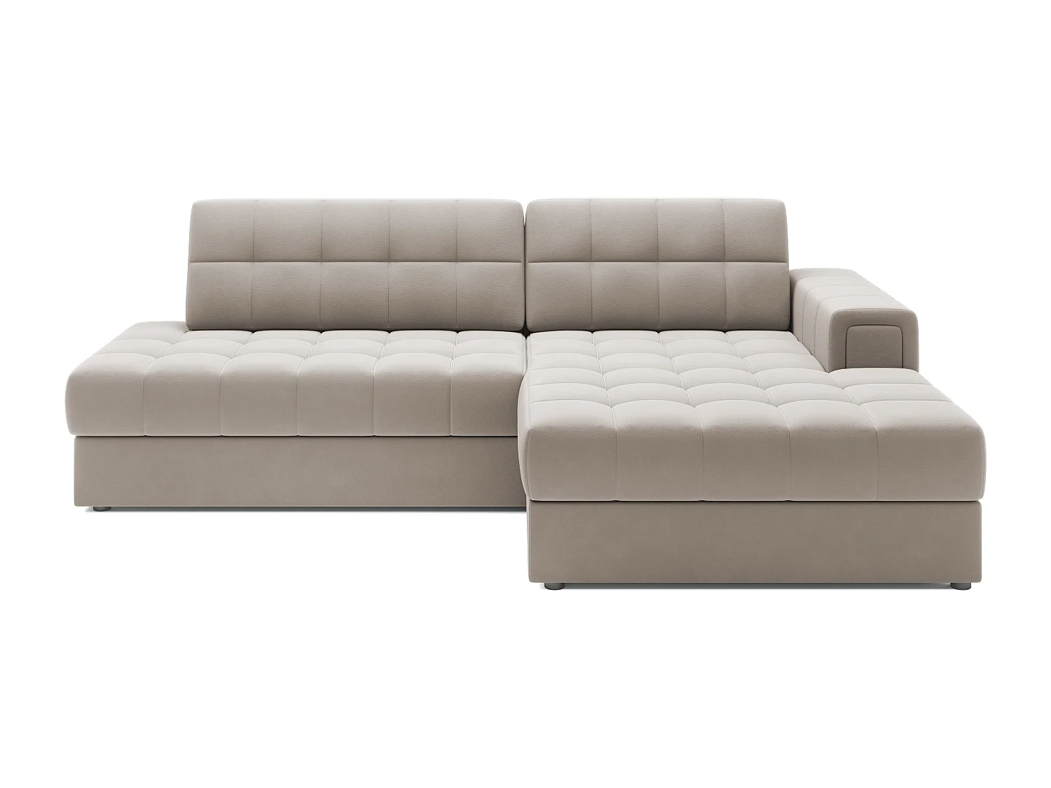 Canapé d'angle KELLY velours - Rangement et convertible-Taupe-Méridienne A droite