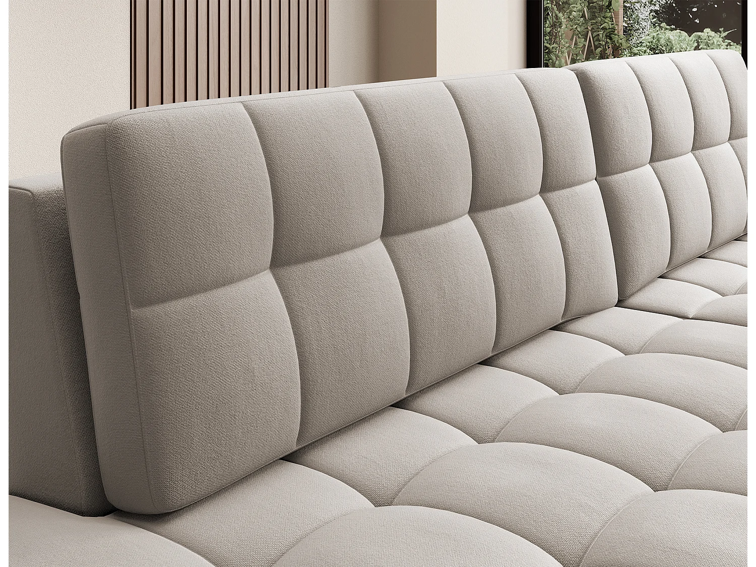 Canapé d'angle KELLY velours - Rangement et convertible-Taupe-Méridienne A droite