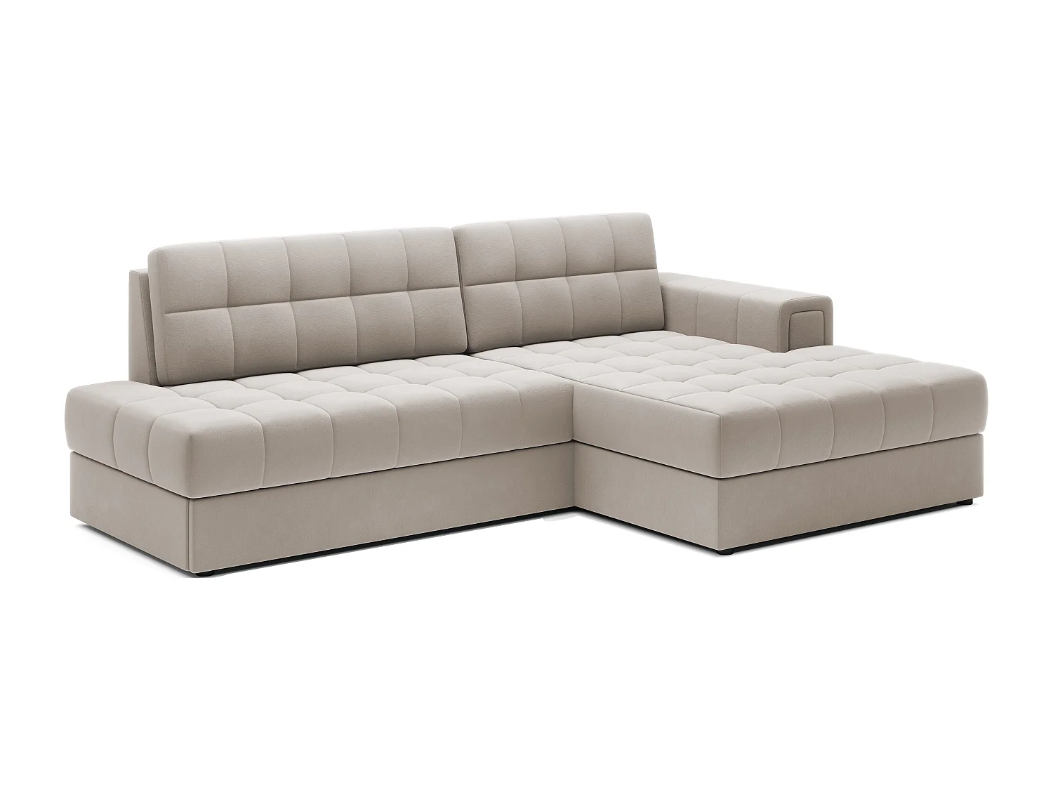Canapé d'angle KELLY velours - Rangement et convertible-Taupe-Méridienne A droite