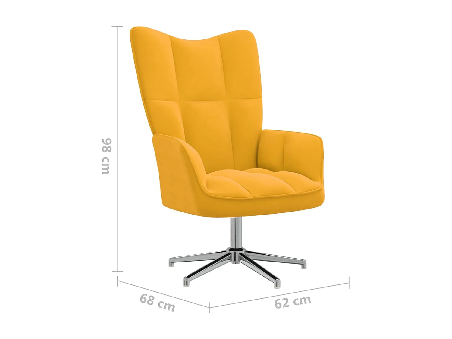 Chaise de relaxation Jaune moutarde Velours 2