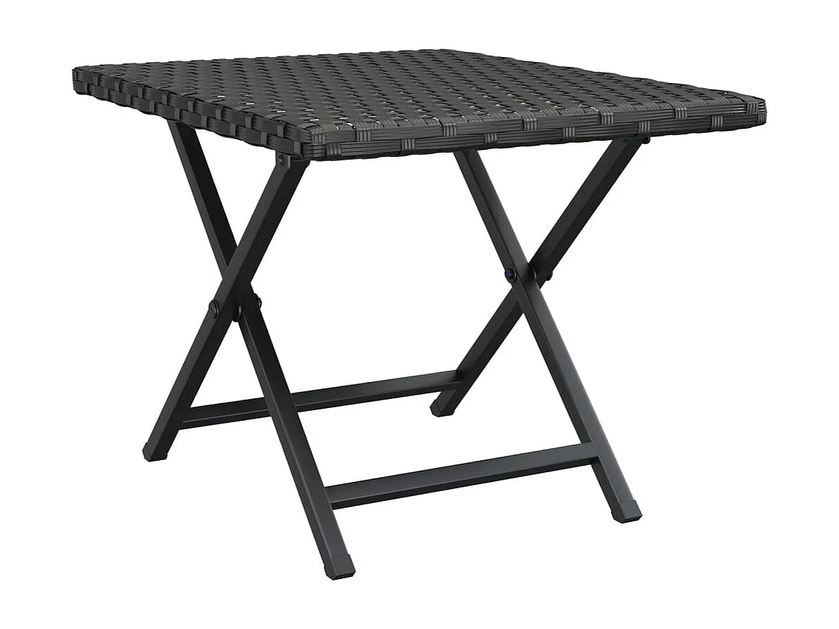 Table pliable noir 45x35x32 résine tressée