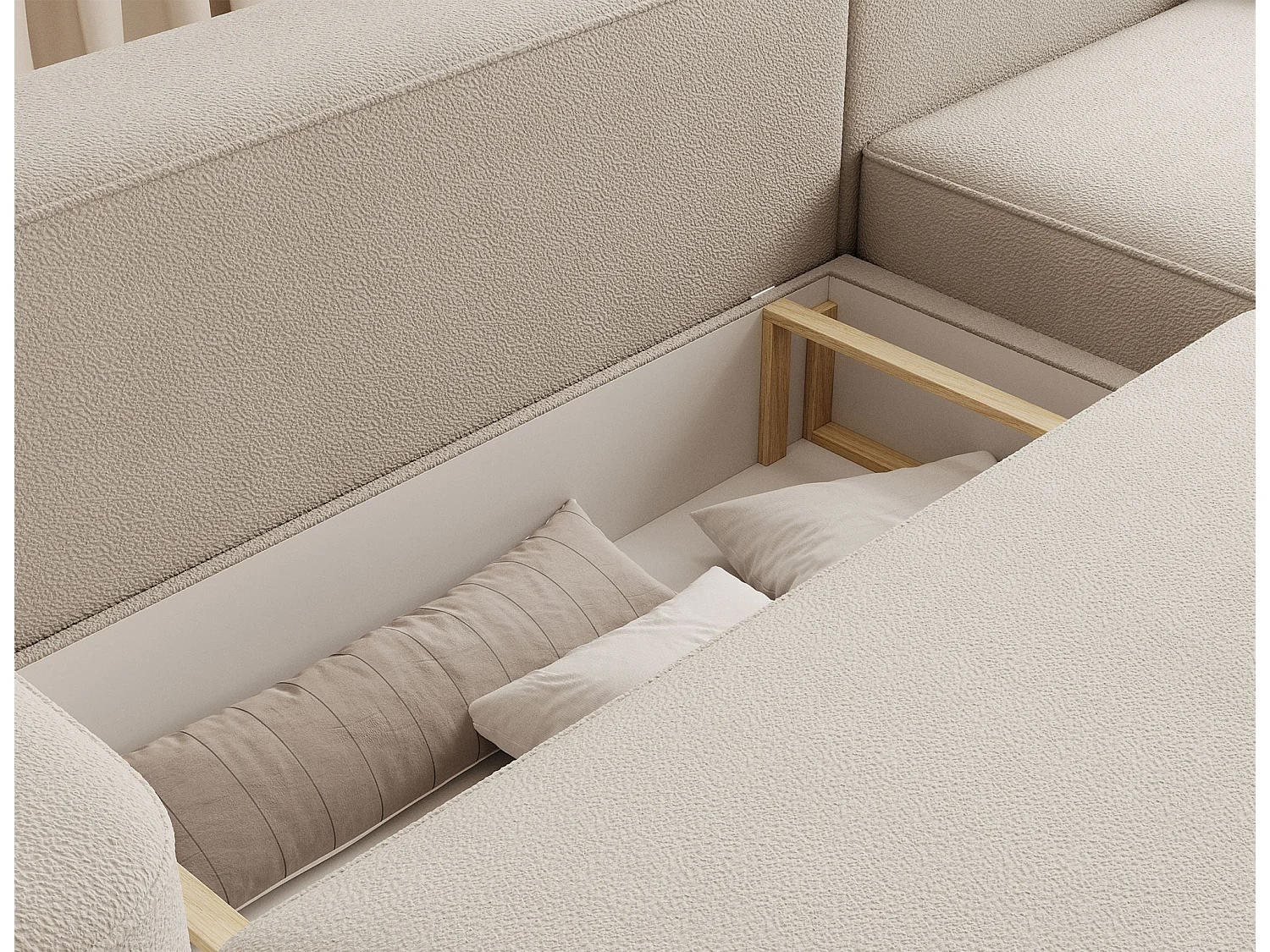 Canapé d’angle convertible tissu ARTUMO – Confort et élégance-Beige-angle droit