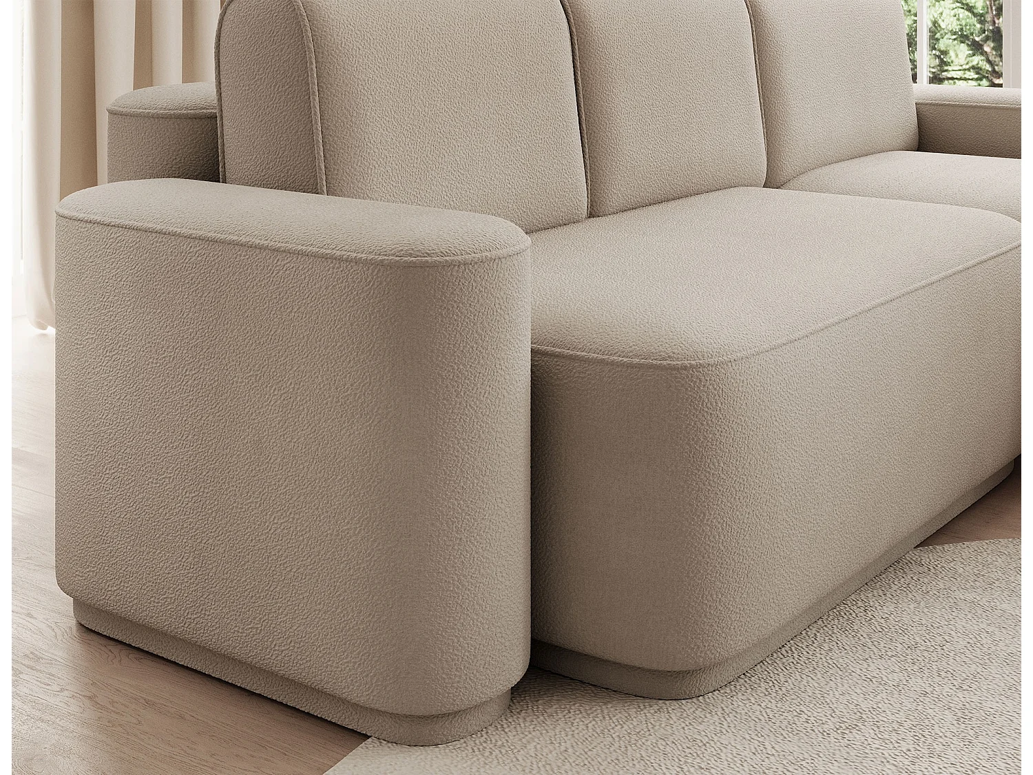 Canapé d’angle convertible tissu ARTUMO – Confort et élégance-Beige-angle droit