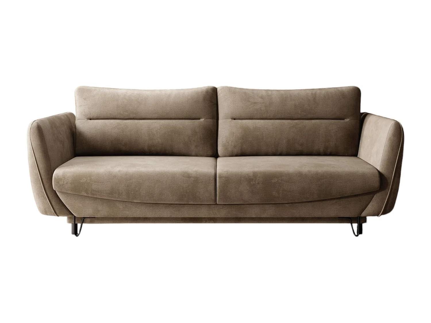 Canapé droit convertible 3 place velours ZURIK 236cm - Coffre de rangement & pied métal noir-Vert forêt