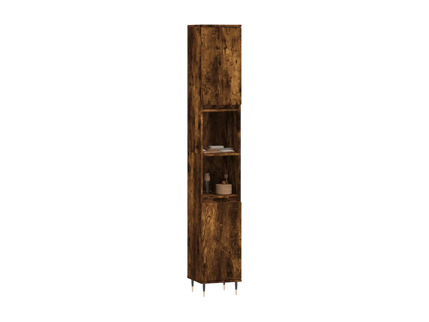 Armoire de bain chêne fumé 30x30x190 bois d'ingénierie