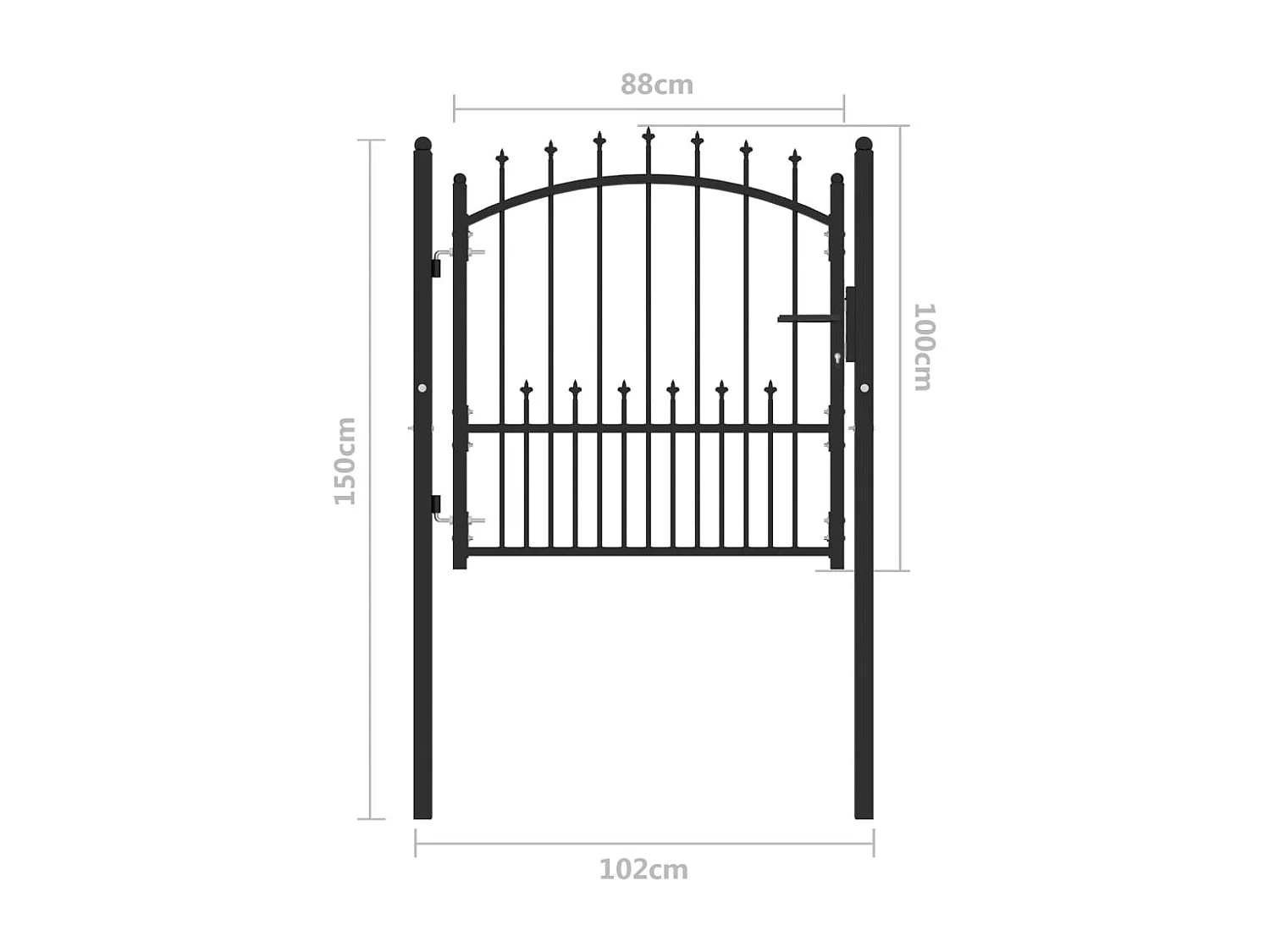 Portail de clôture avec pointe Acier 100x100 Noir 2
