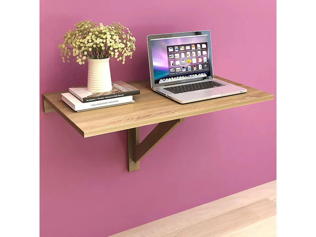 Table murale rabattable en chêne 100x60