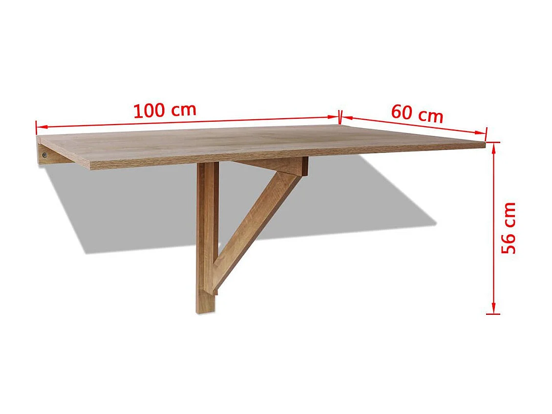 Table murale rabattable en chêne 100x60