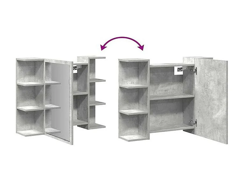 Armoire à miroir de bain Gris béton 80x20,5x64