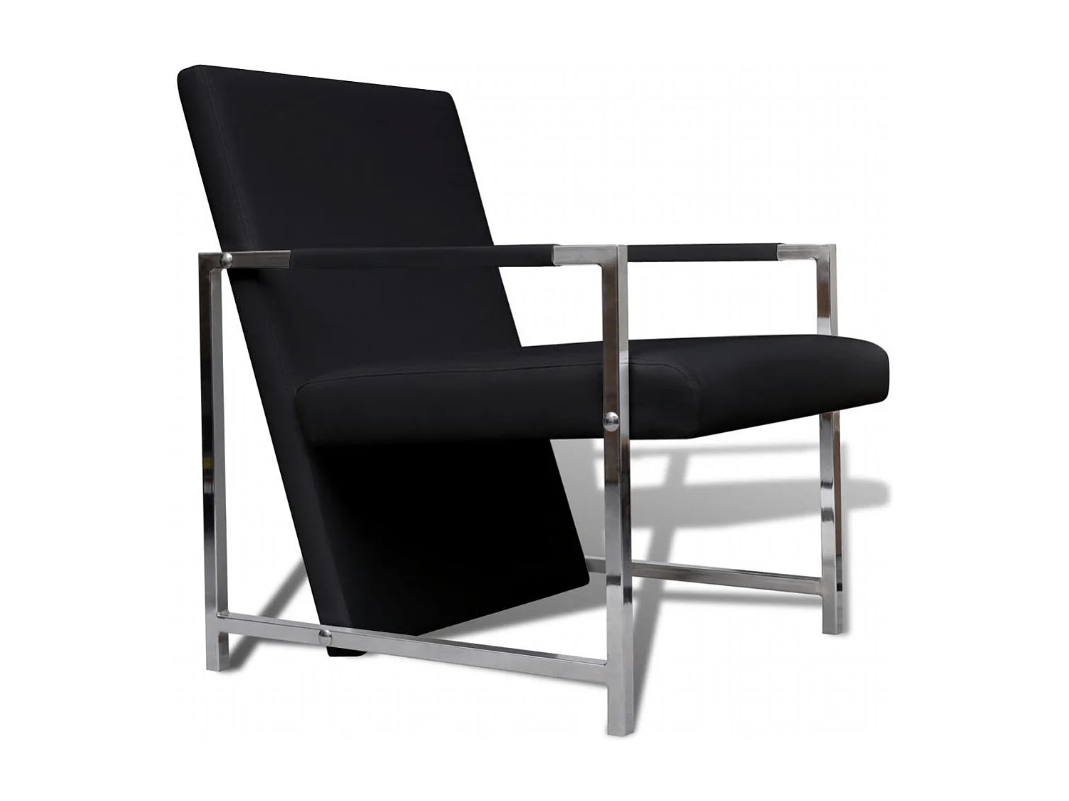 Fauteuil 2 pc avec cadre chromé Noir Similicuir