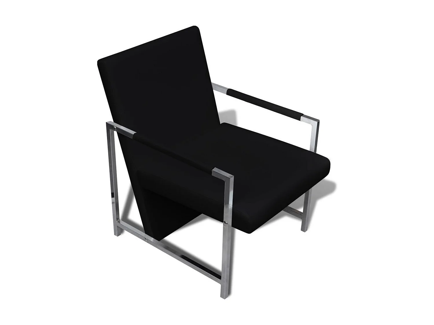 Fauteuil 2 pc avec cadre chromé Noir Similicuir