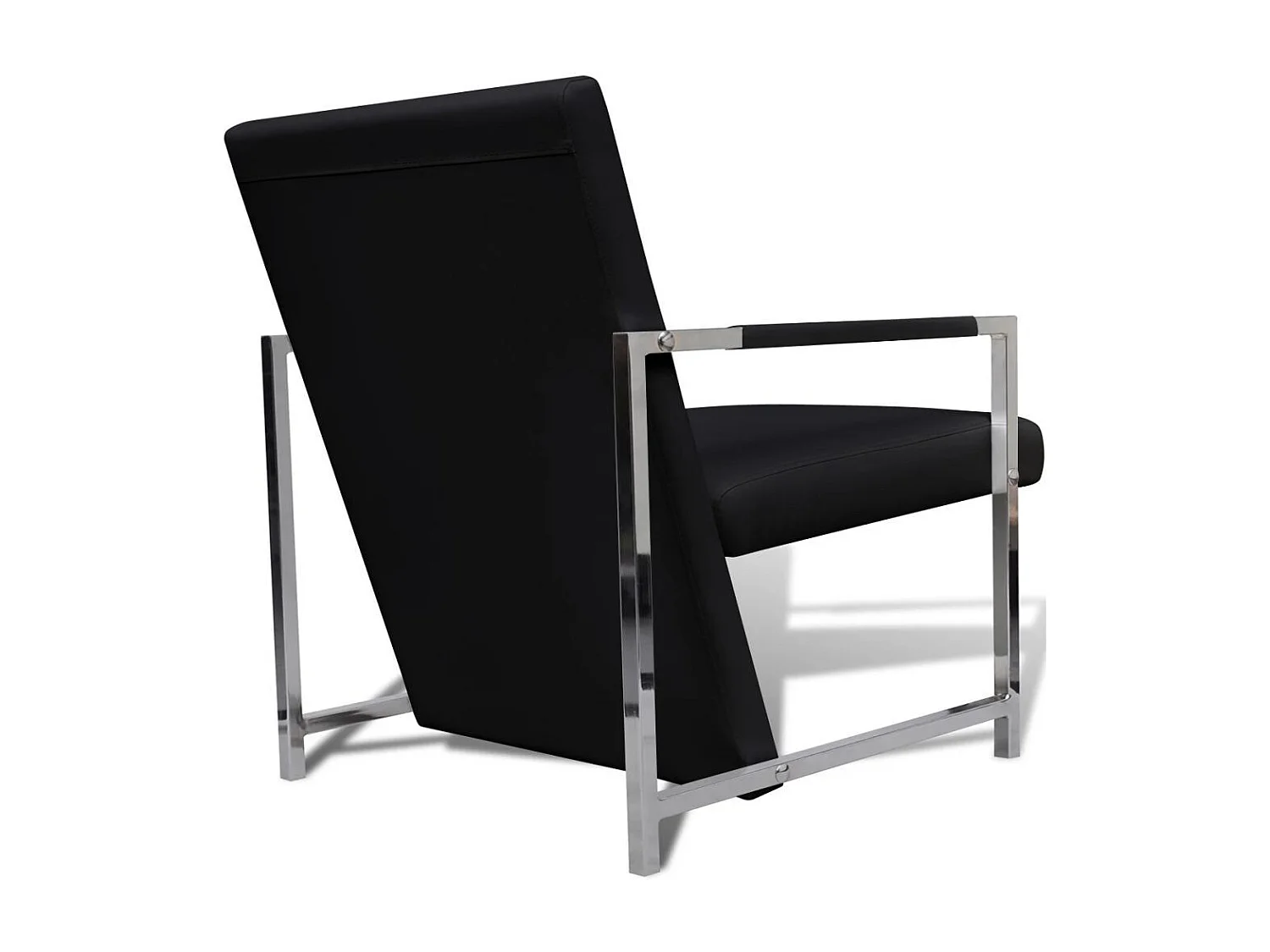 Fauteuil 2 pc avec cadre chromé Noir Similicuir