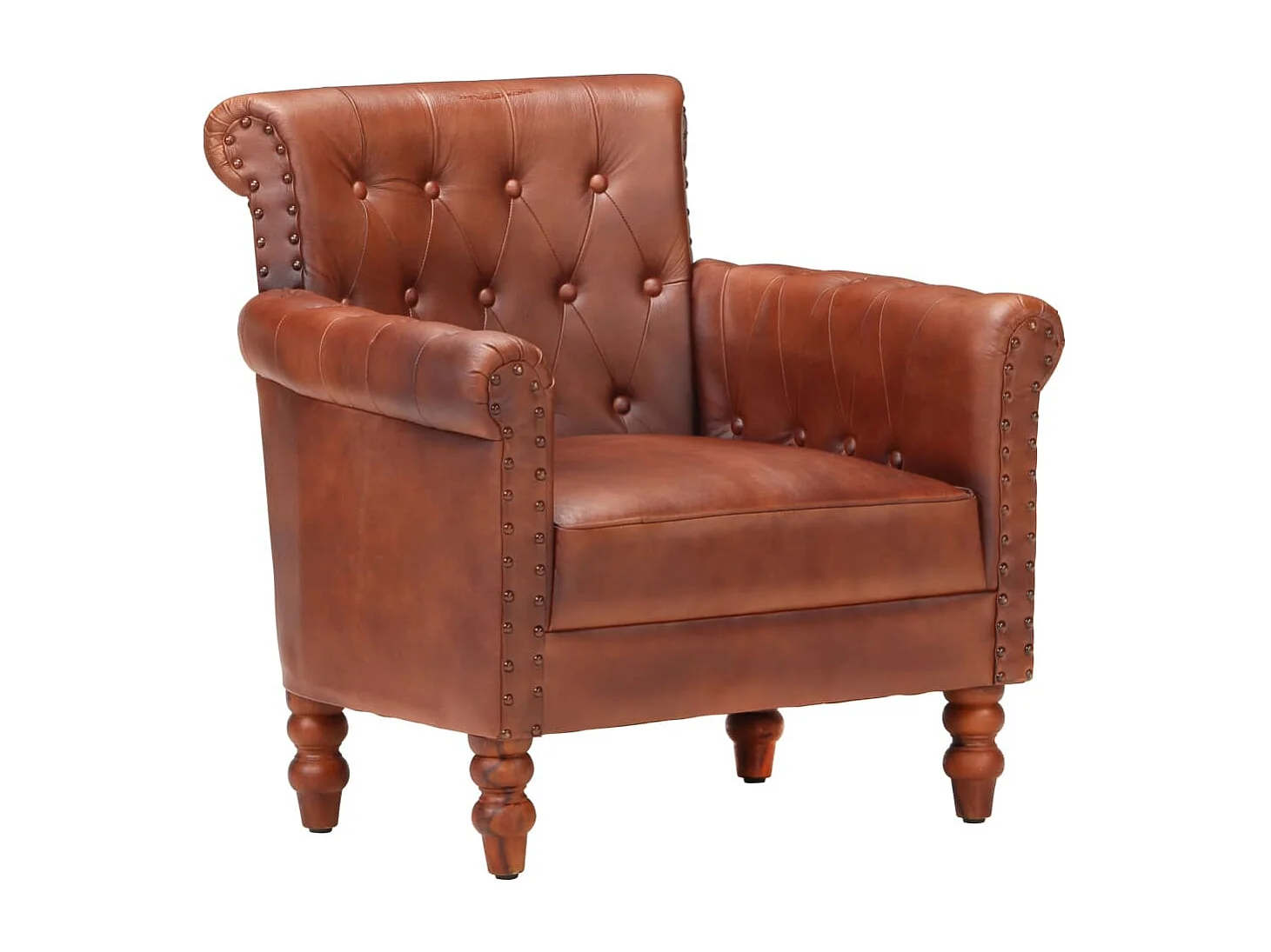 Fauteuil Marron Cuir de chèvre véritable