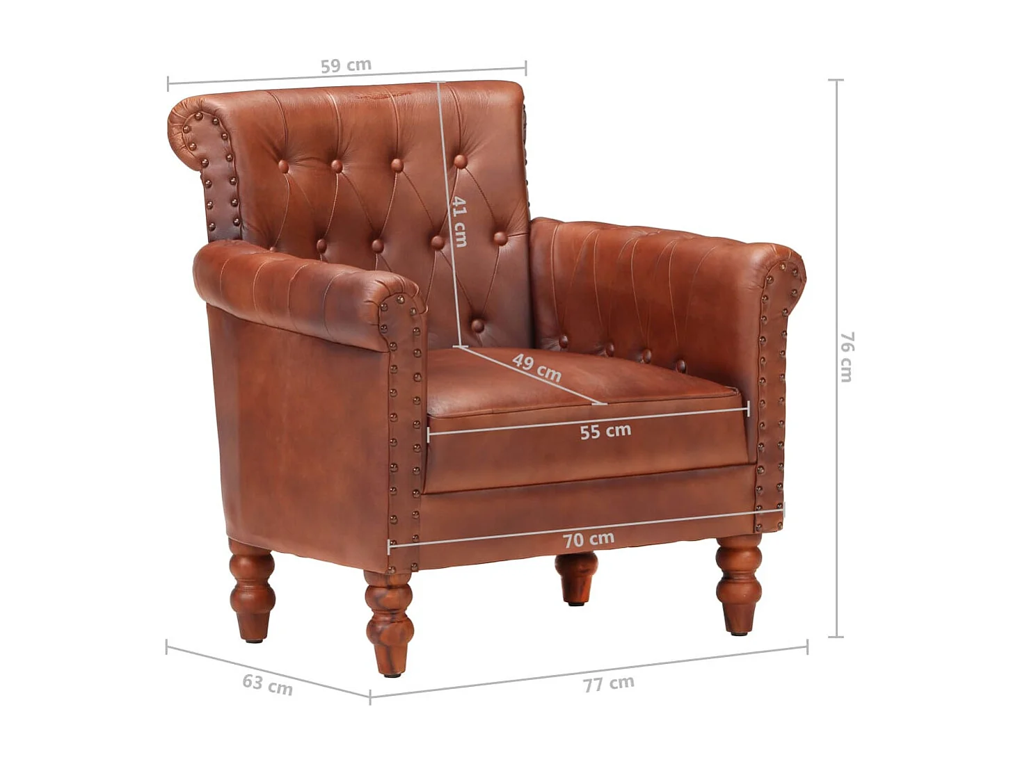 Fauteuil Marron Cuir de chèvre véritable
