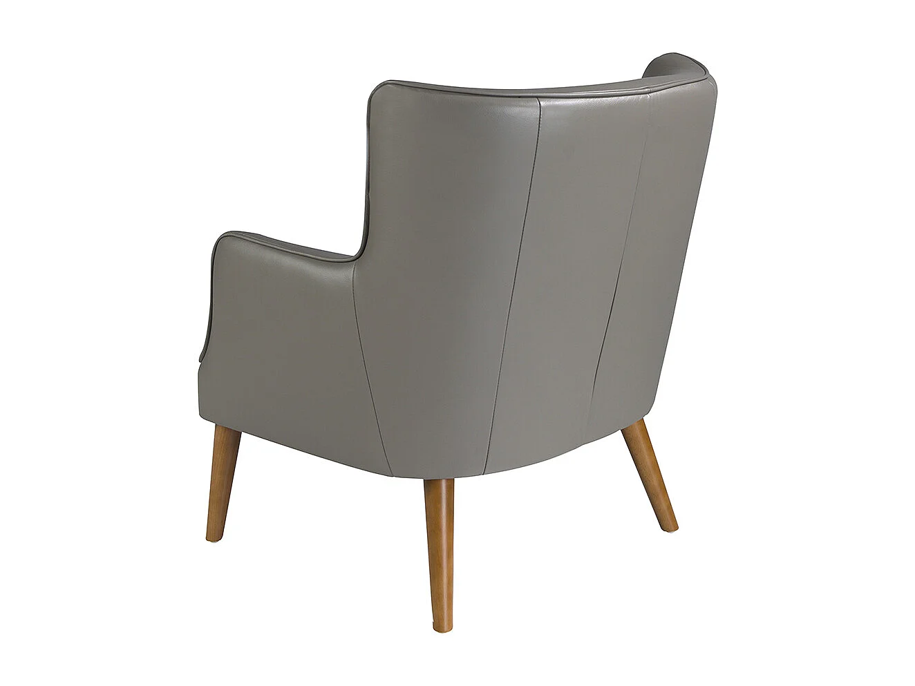 Fauteuil capitonné en bois massif et cuir gris Zania