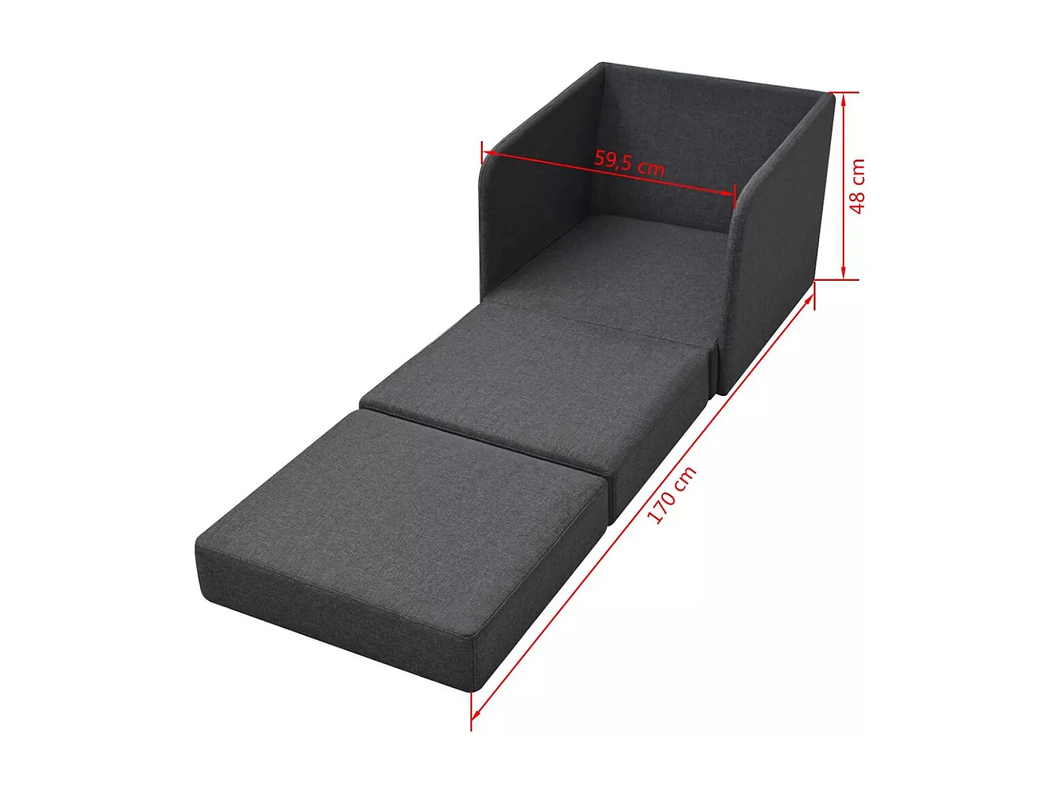 Fauteuil convertible Gris foncé Tissu