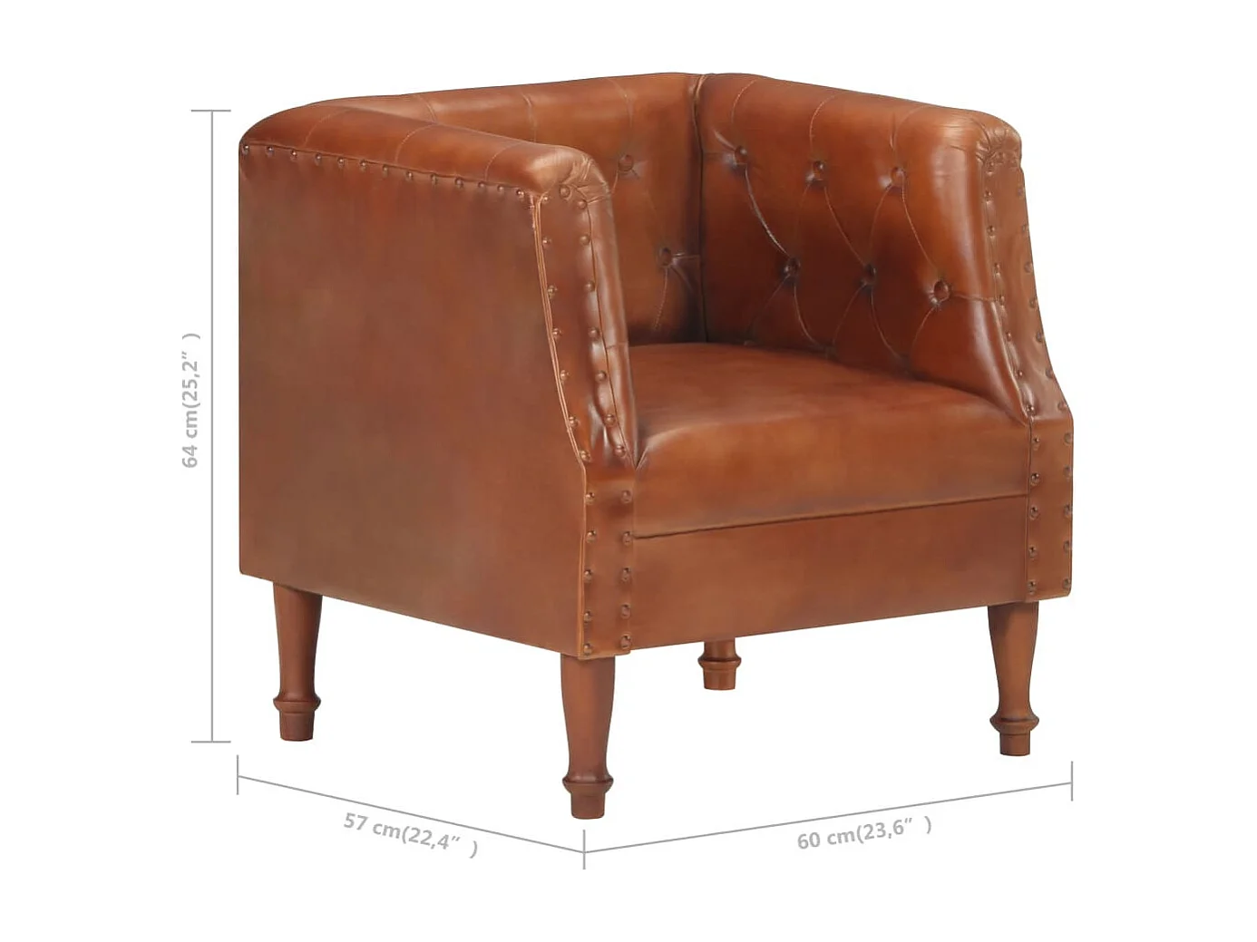 Fauteuil Marron Cuir véritable