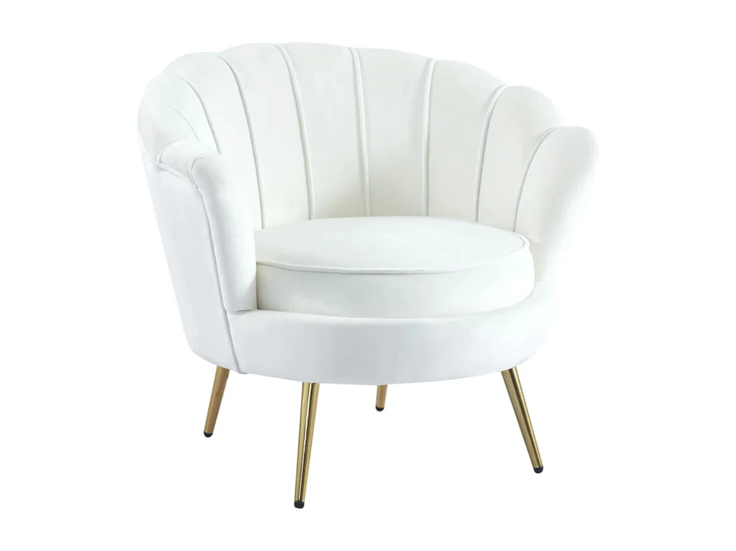 Fauteuil moderne velours et pied métal doré Pétal-Rose clair
