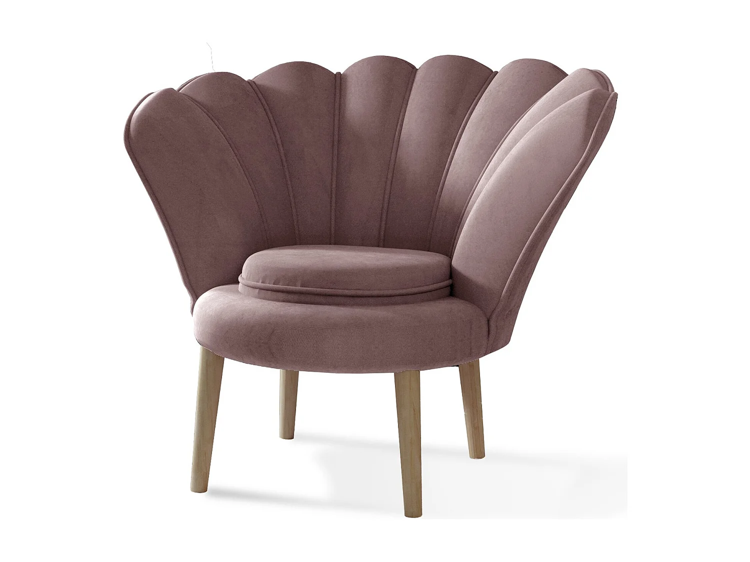 Fauteuil coquillage velours rose Skidra