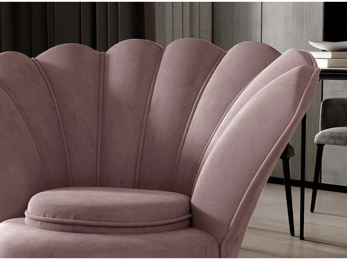 Fauteuil coquillage velours rose Skidra