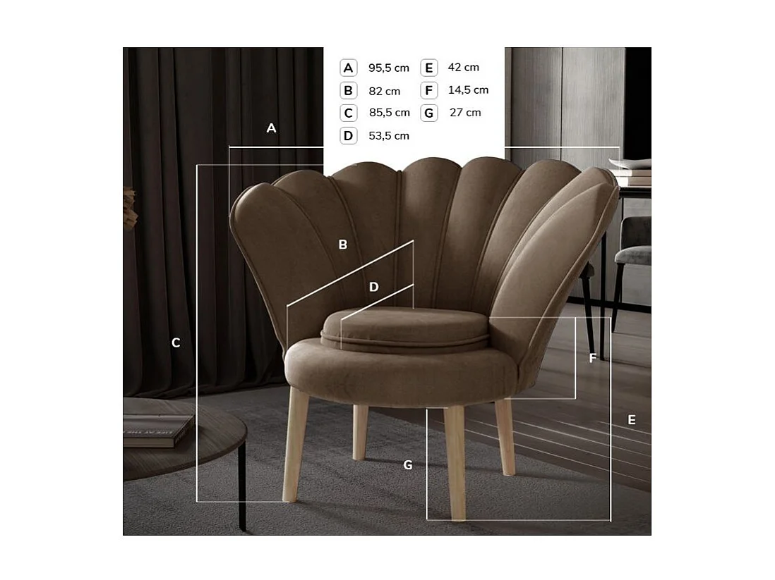 Skidra marineblauwe fluwelen schelpfauteuil