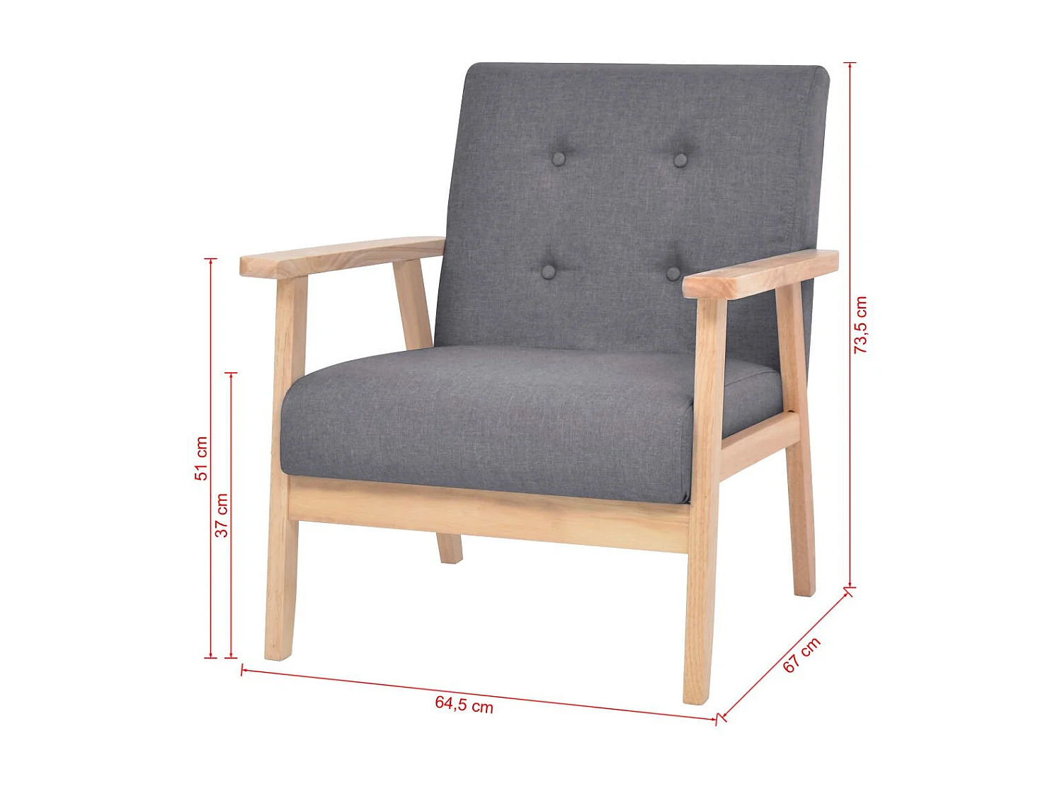 Fauteuil capitonné tissu gris foncé Fentie
