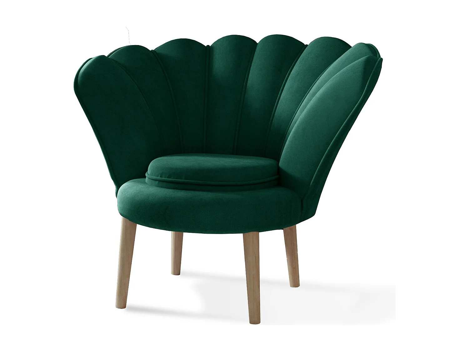 Skidra groene fluwelen schelpfauteuil