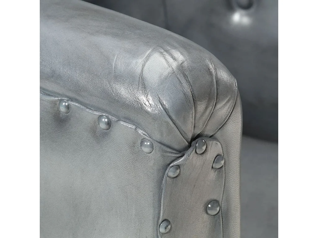 Fauteuil Gris Cuir véritable 9