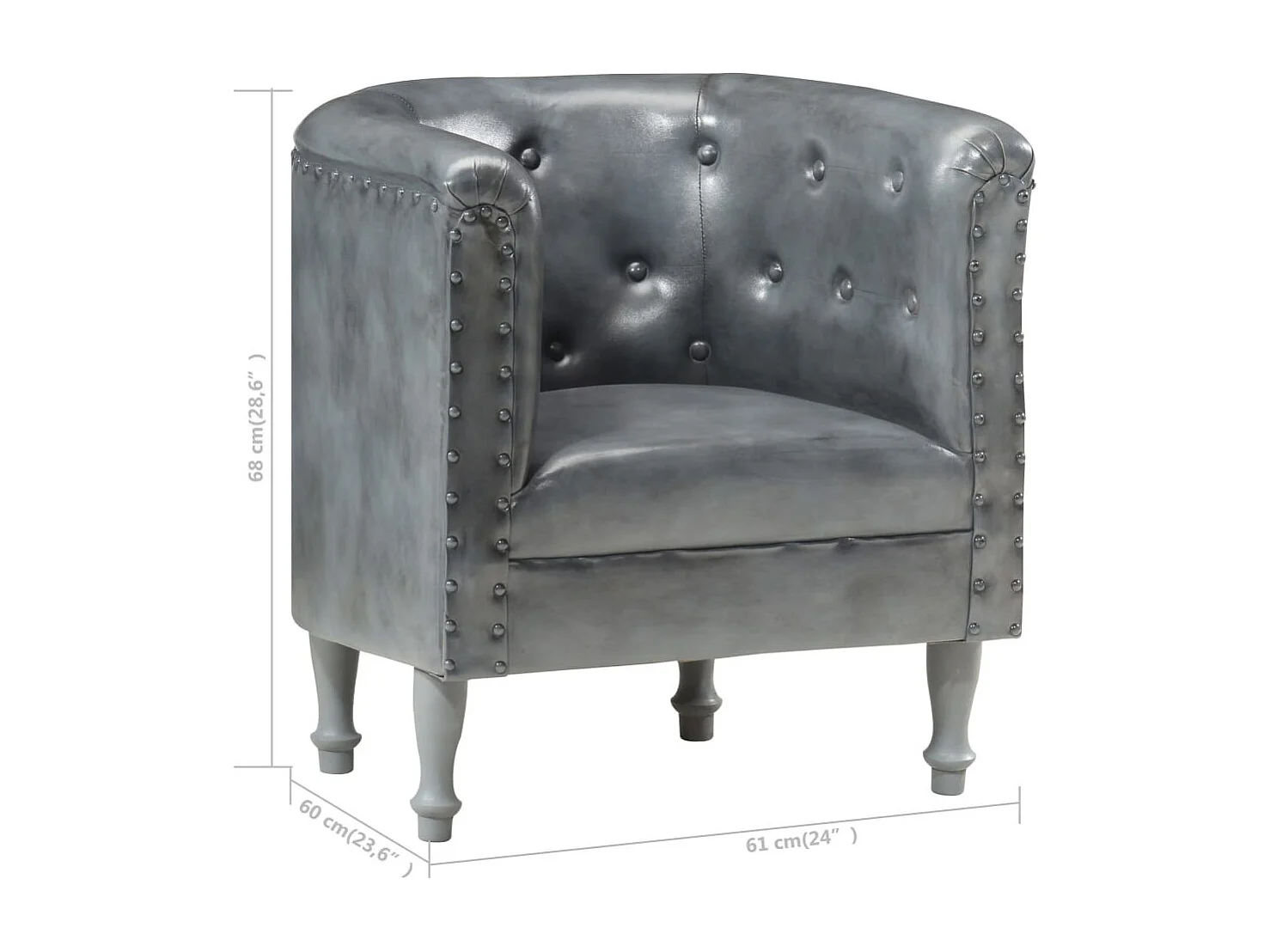 Fauteuil Gris Cuir véritable 9