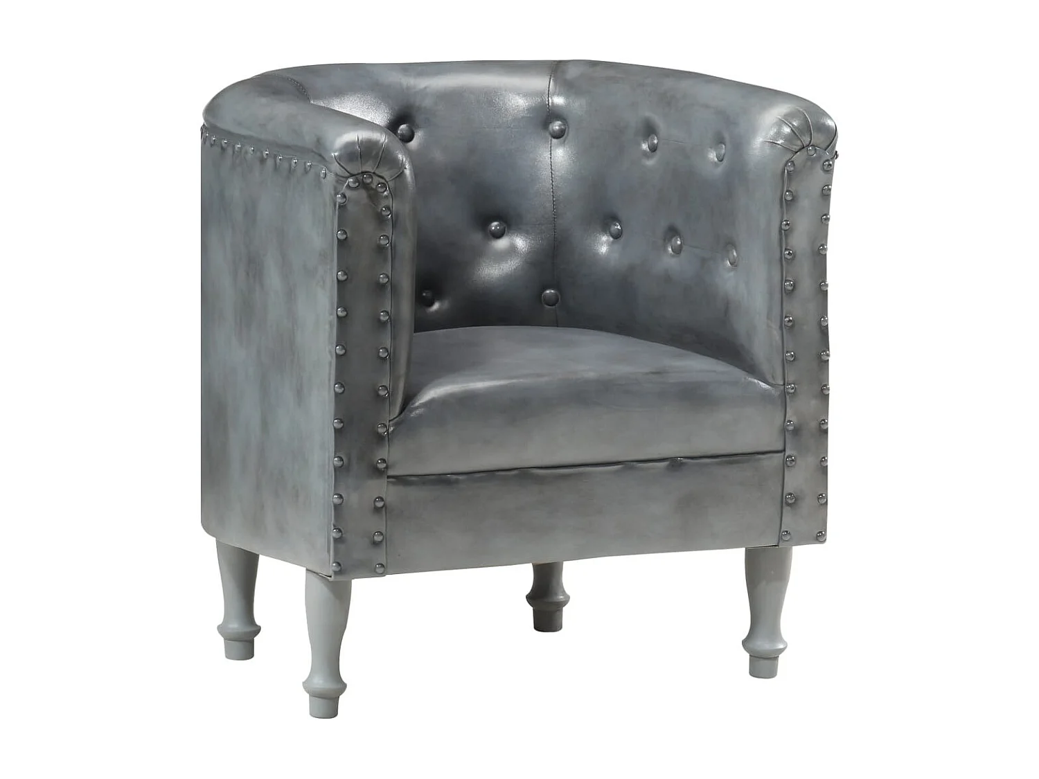 Fauteuil Gris Cuir véritable 9