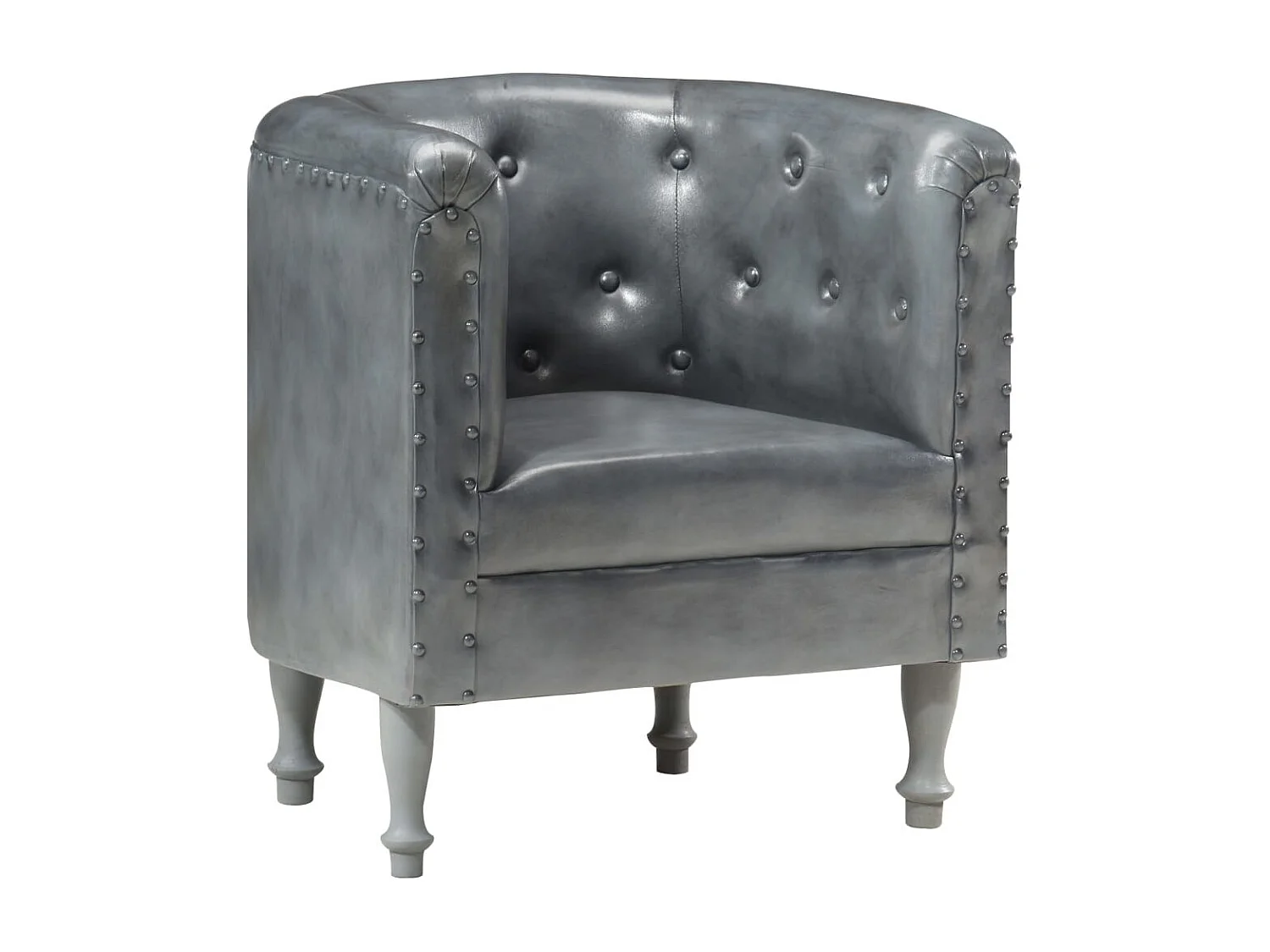 Fauteuil Gris Cuir véritable 9