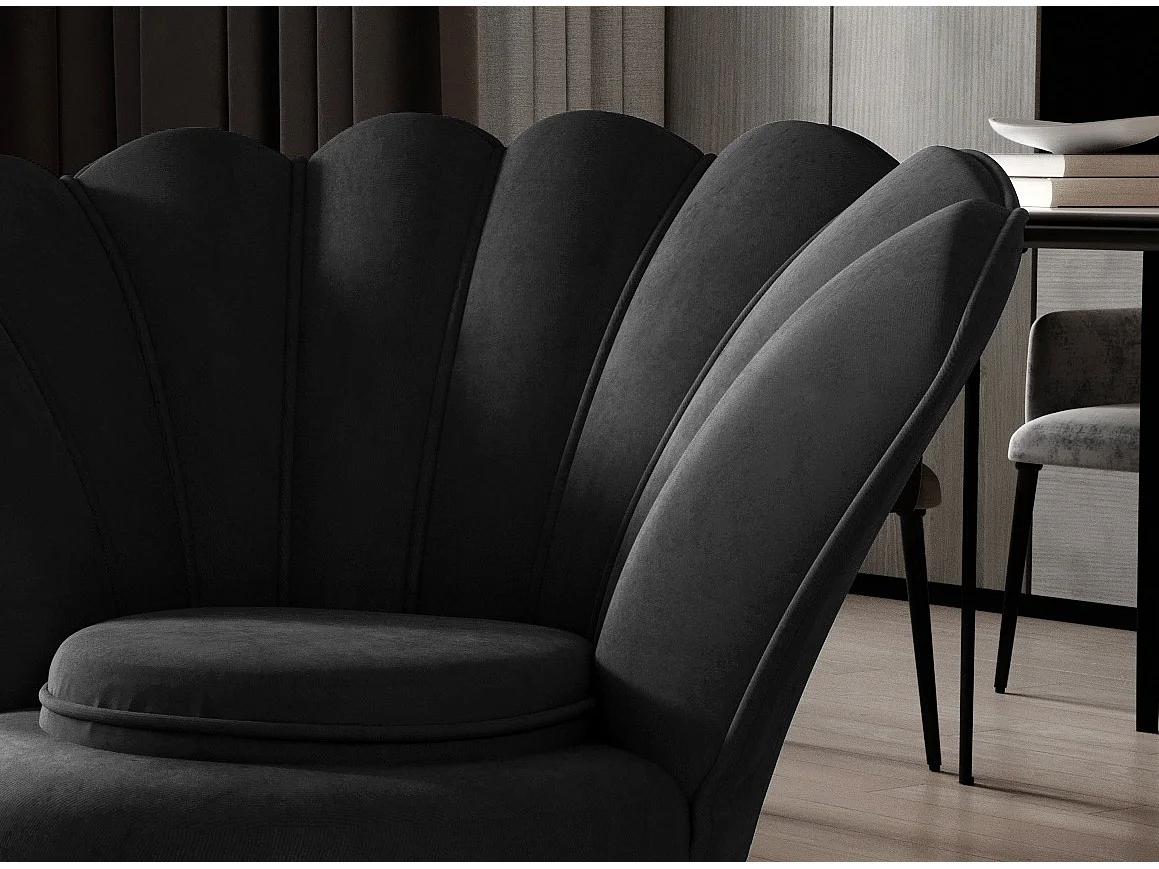Skidra antraciet fluwelen kuipfauteuil