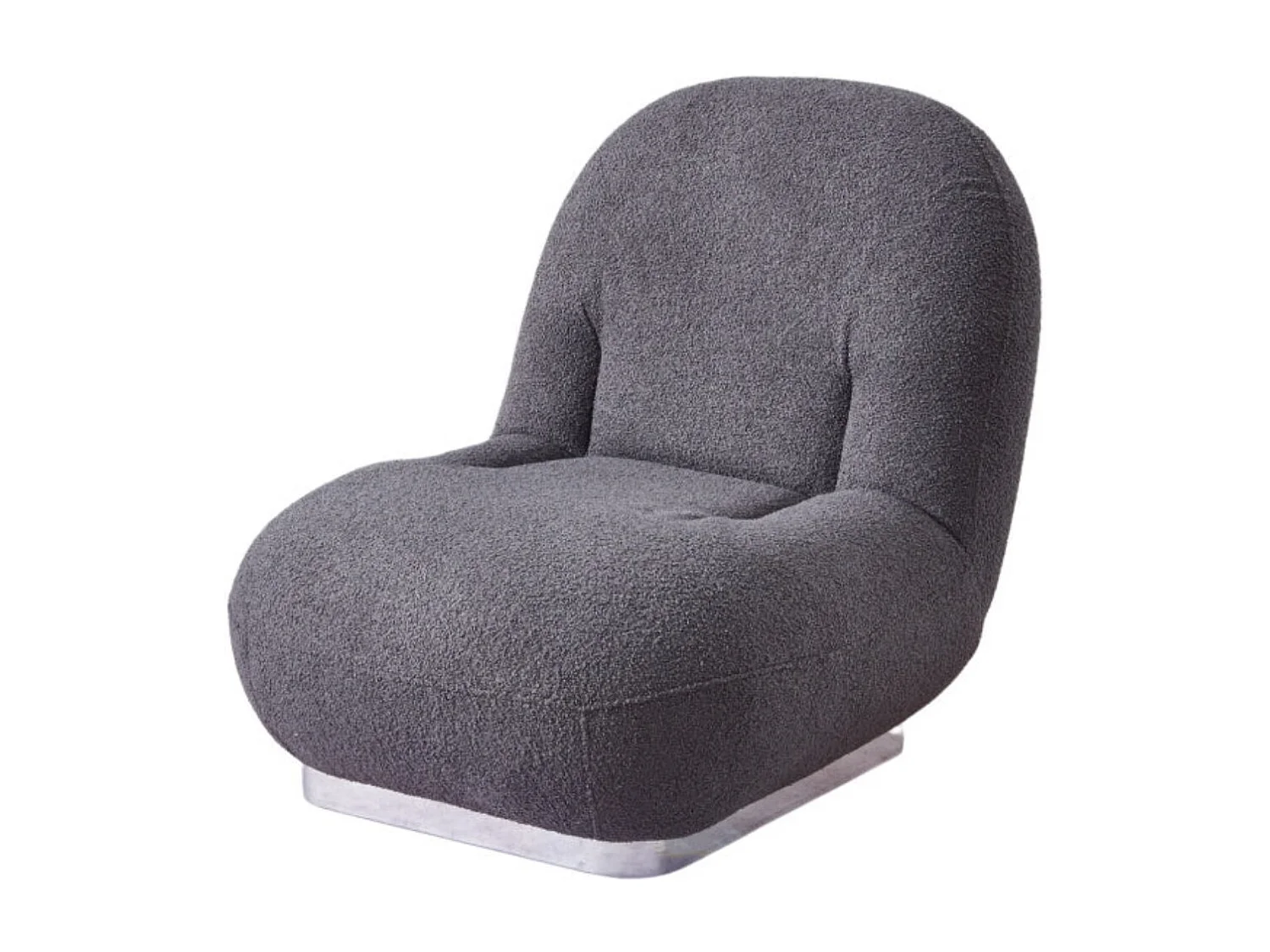 Fauteuil design tissu molletonnés et pied acier LOVA-Gris foncé