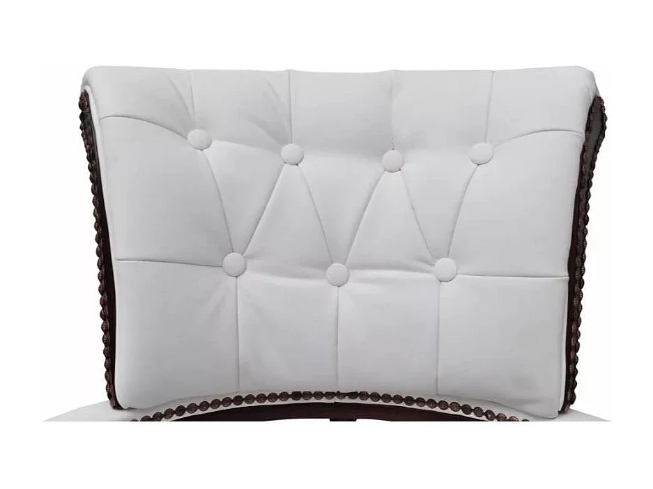 Fauteuil avec accoudoir cuir et bois massif blanc Nouram