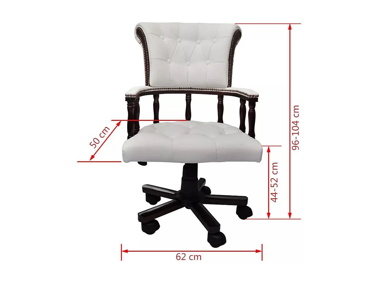 Fauteuil avec accoudoir cuir et bois massif blanc Nouram