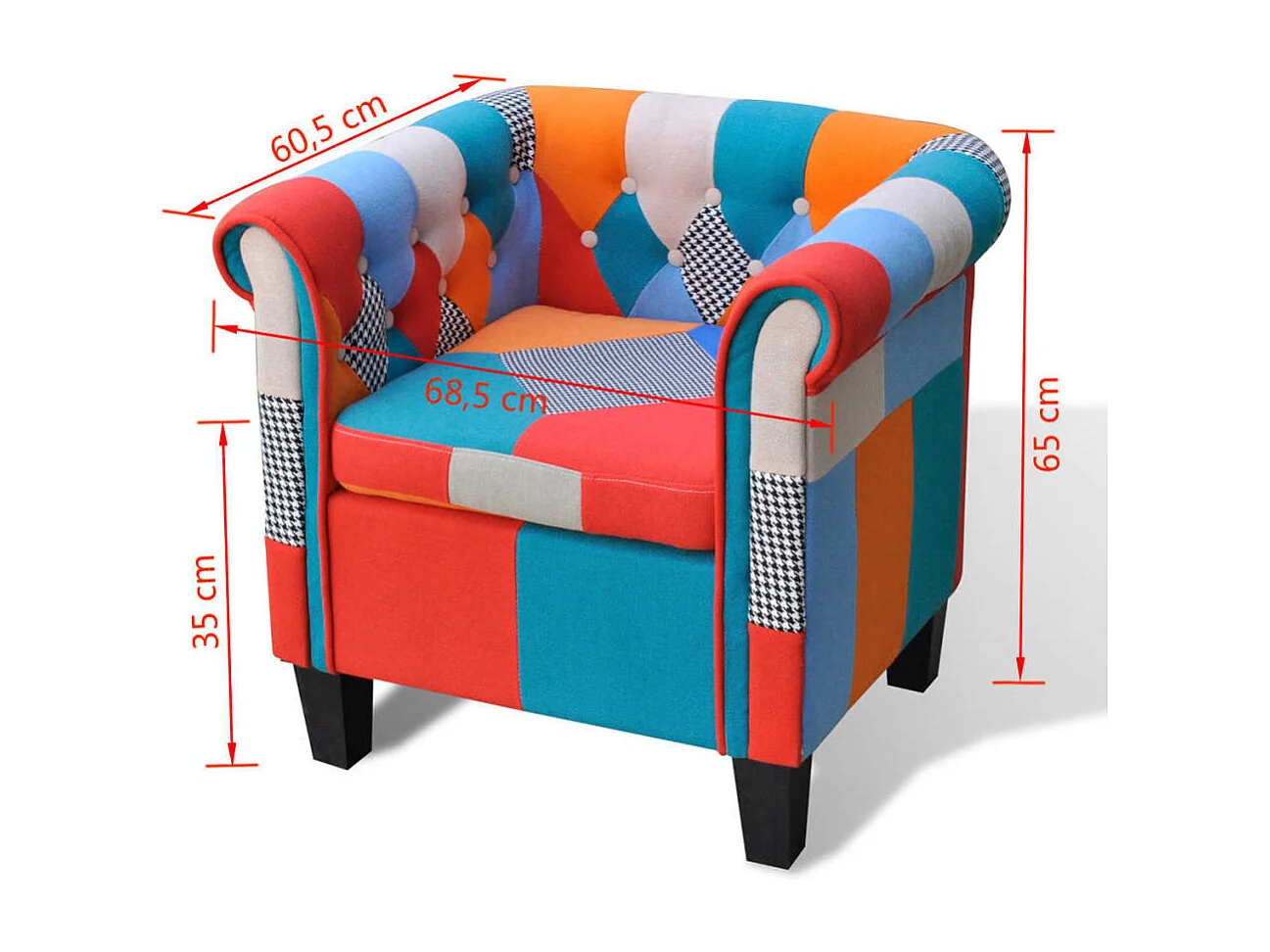 Fauteuil avec design de patchwork Tissu 3