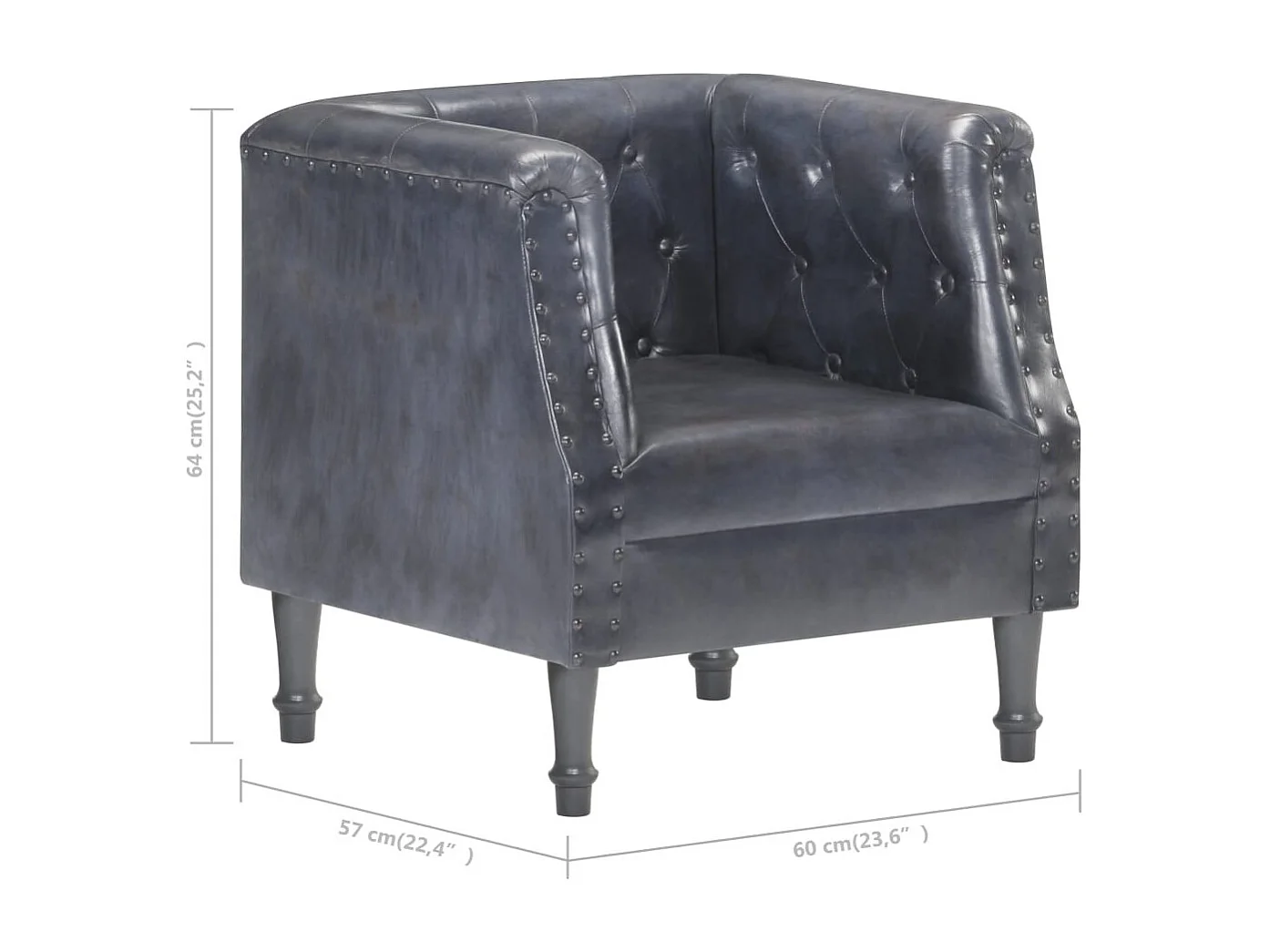 Fauteuil Gris Cuir véritable