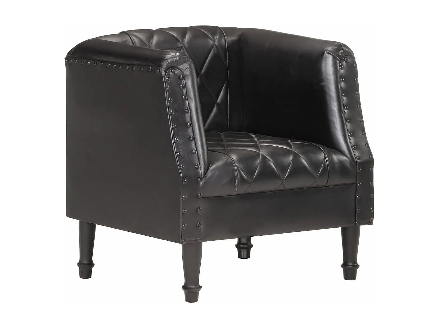 Fauteuil Noir Cuir véritable de chèvre
