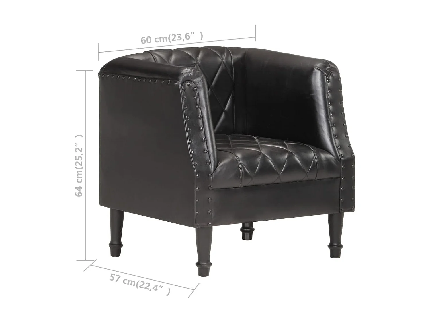 Fauteuil Noir Cuir véritable de chèvre