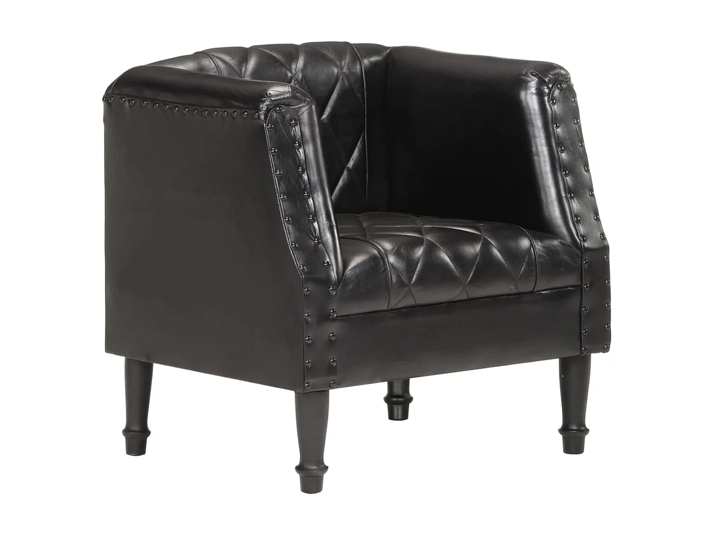 Fauteuil Noir Cuir véritable de chèvre