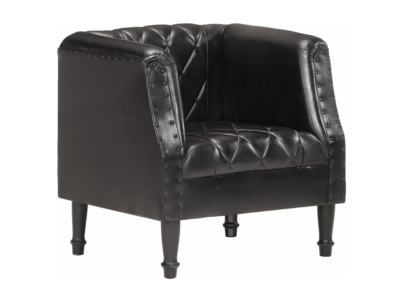Fauteuil Noir Cuir véritable de chèvre