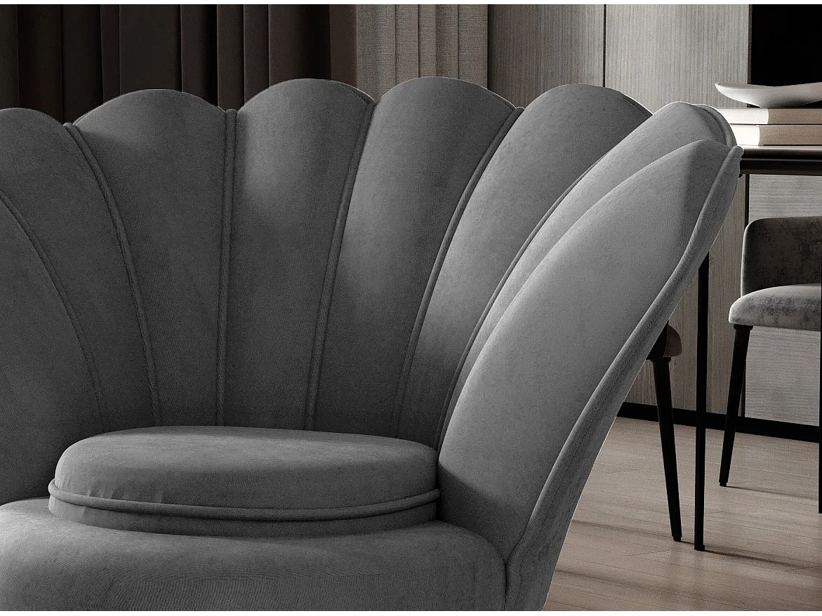 Fauteuil coquillage velours gris foncé Skidra