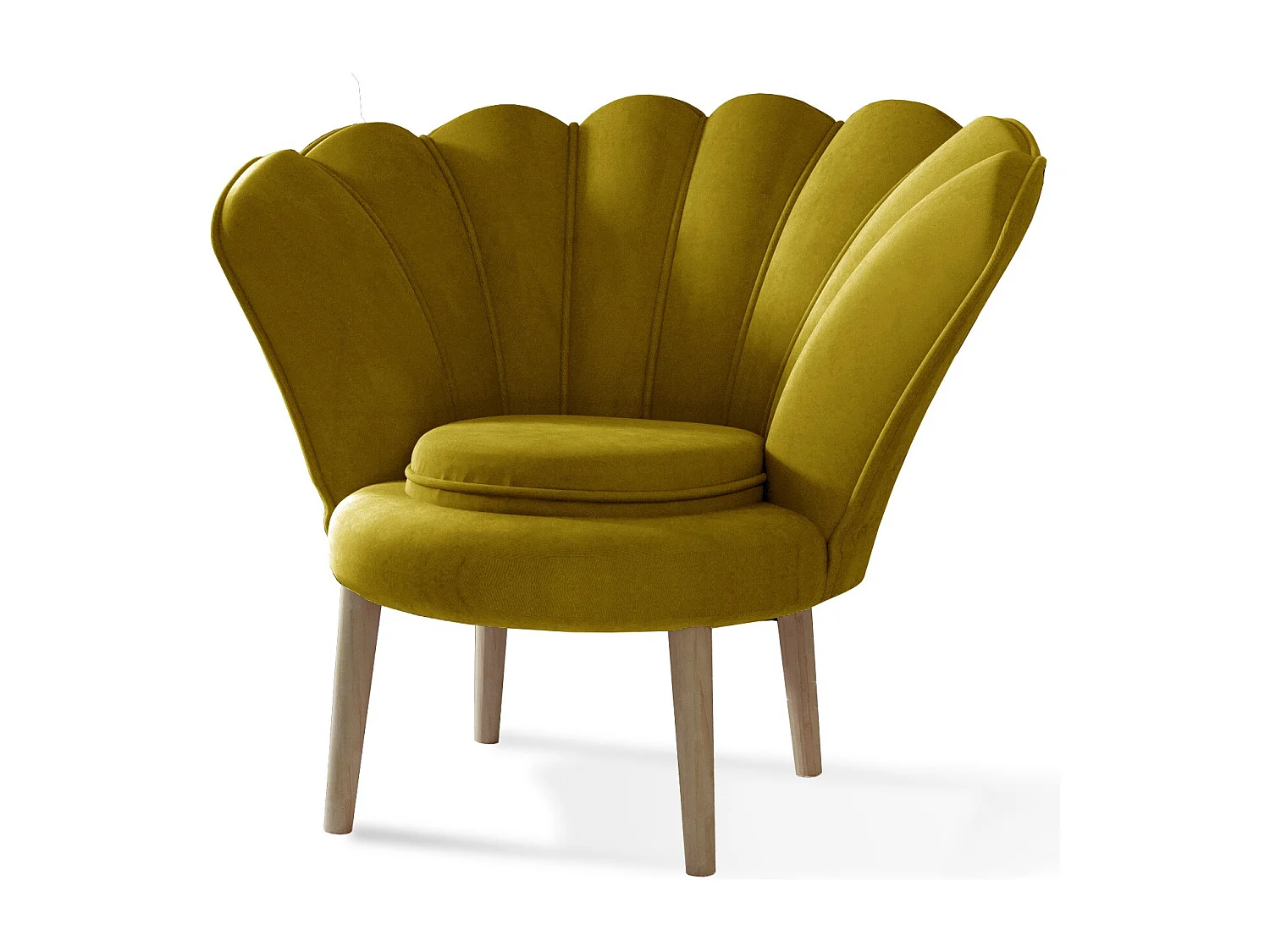 Fauteuil coquillage velours jaune Skidra