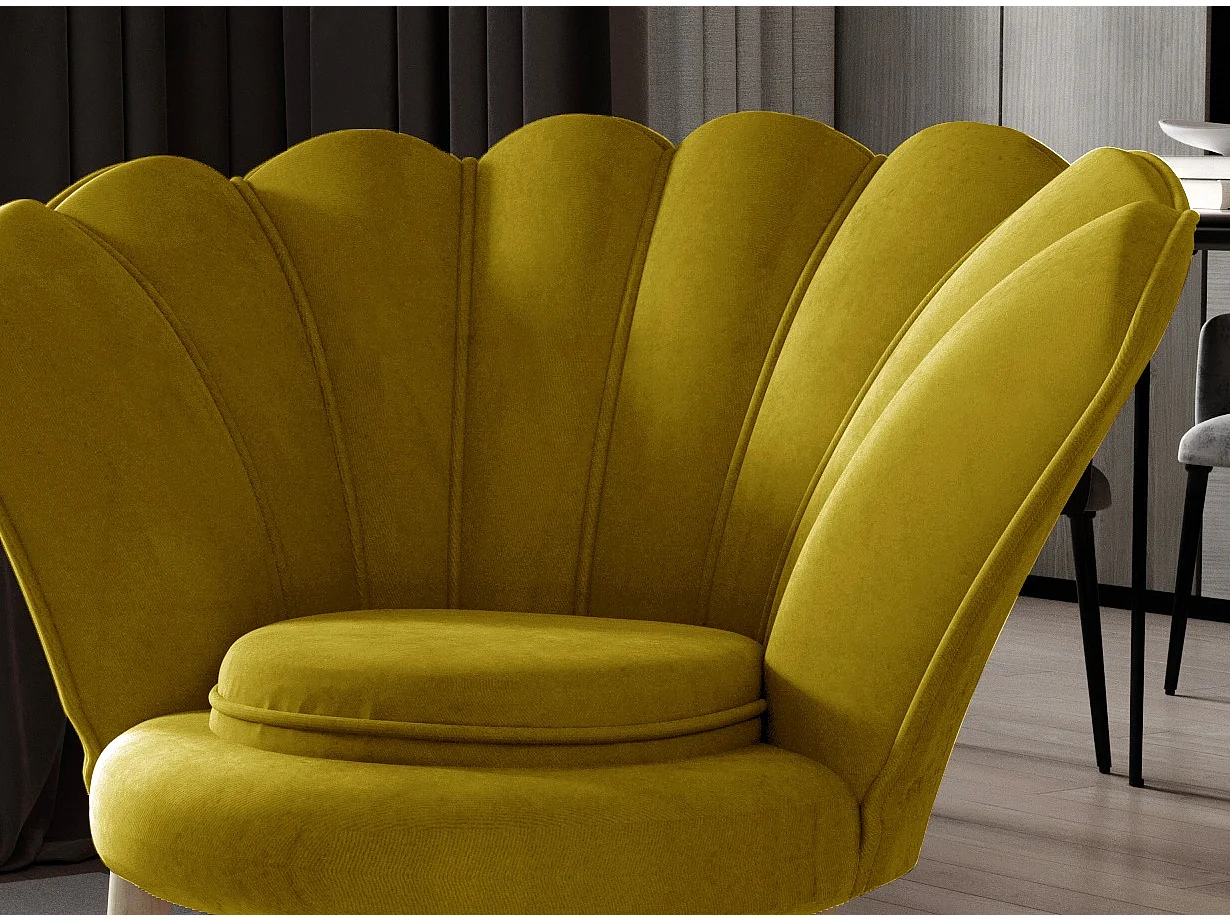 Fauteuil coquillage velours jaune Skidra