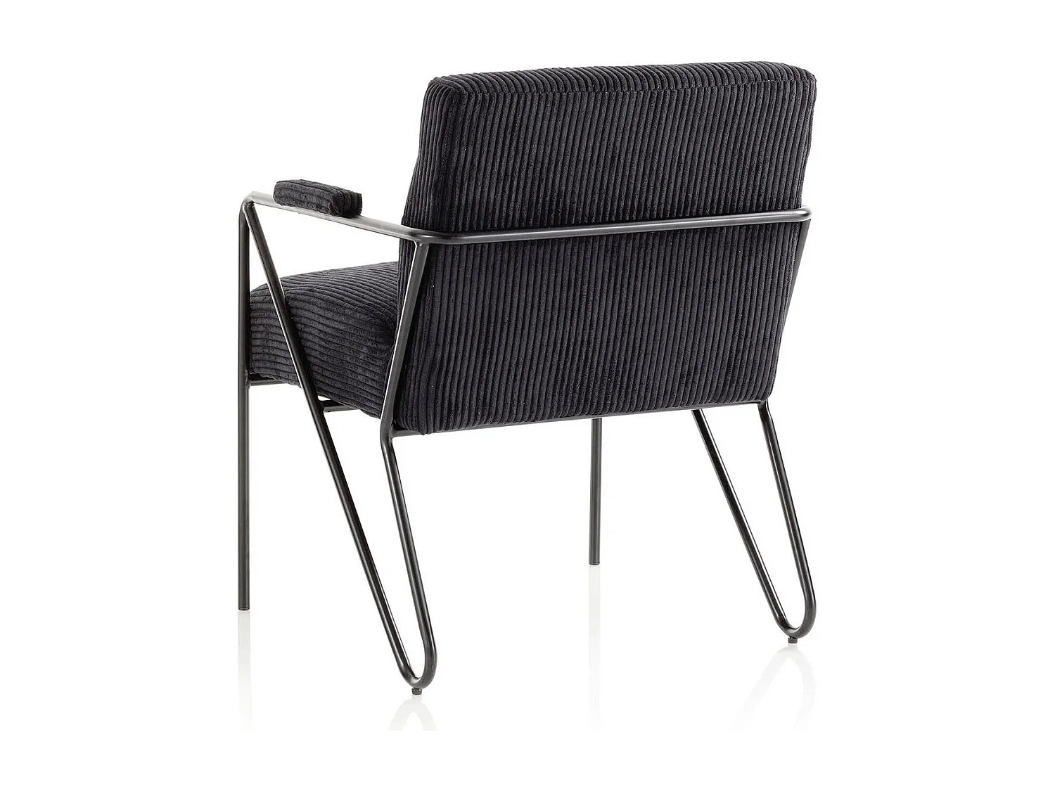 Fauteuil velours noir et pied métal anthracite Apach