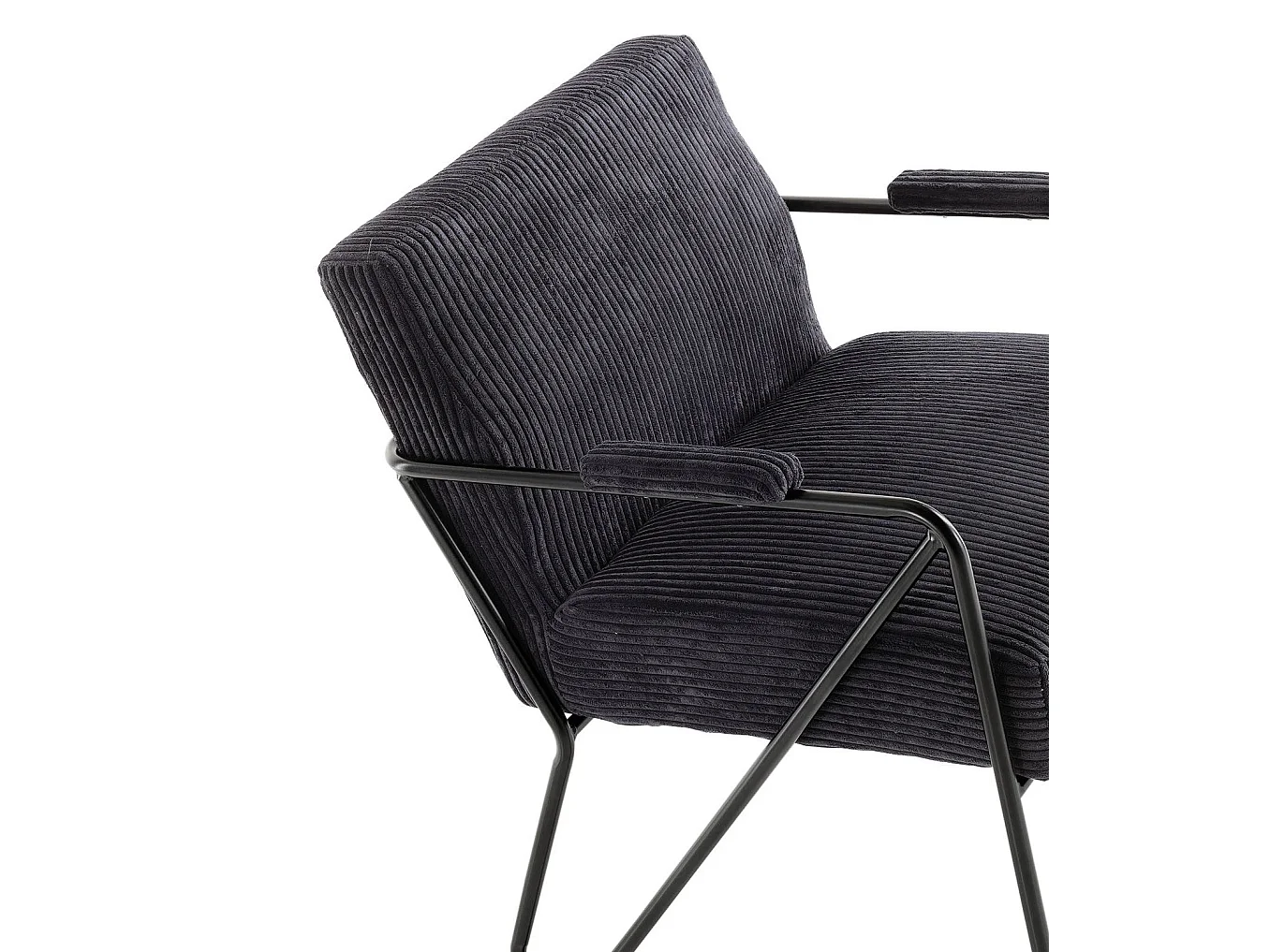 Fauteuil velours noir et pied métal anthracite Apach