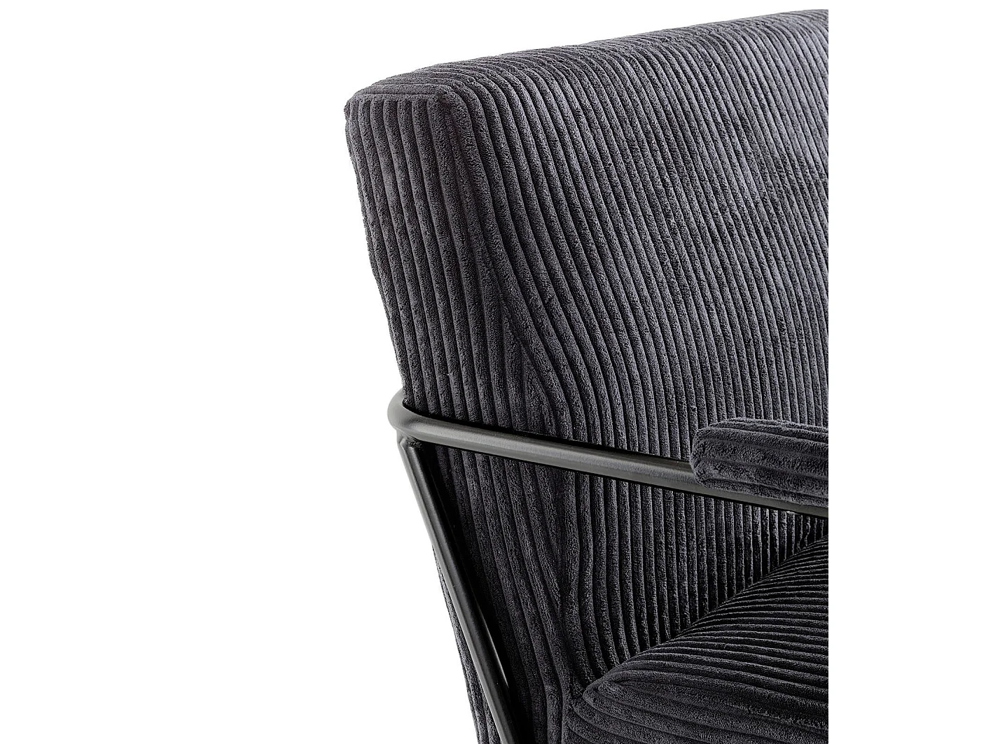 Fauteuil velours noir et pied métal anthracite Apach